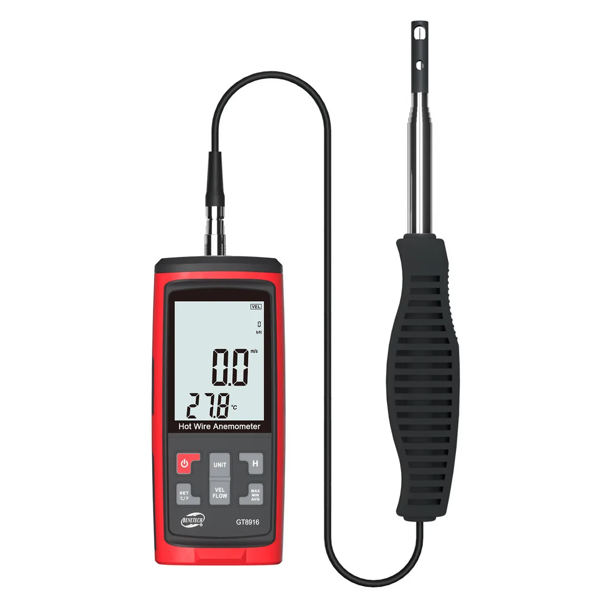 Термоанемометр USB 0,3-30 м/с 0-45°C пластик компактний