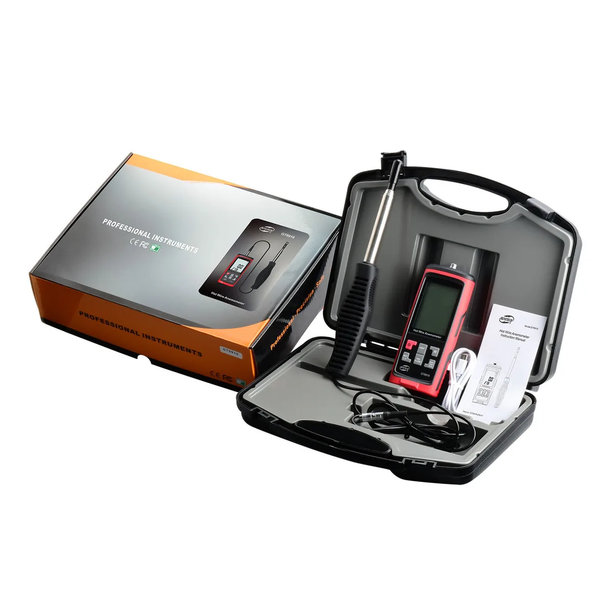 Термоанемометр USB 0,3-30 м/с 0-45°C пластик компактний