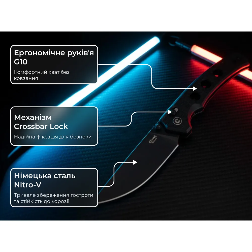 Нож Civivi Nitro-V 76 мм черный G10 складной туристический 78 г