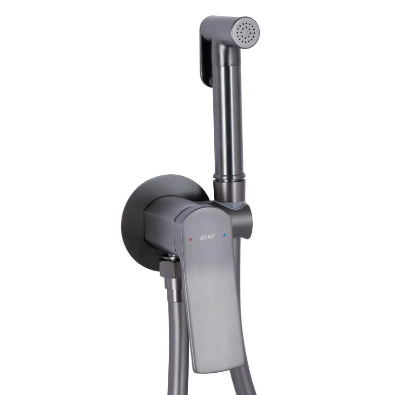 Набор для гигиенического душа Qtap Slavonice Gunmetal Black латунь 215х180х105 мм
