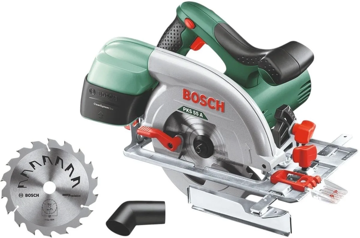 Дискова пила Bosch KS 55 A, 1200 Вт, діаметр 160 мм, вага 3.9 кг.