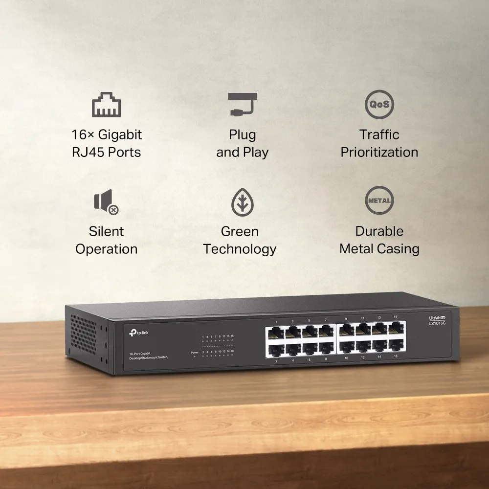 Комутатор TP-LINK LS1016G 16xGE, Некерований