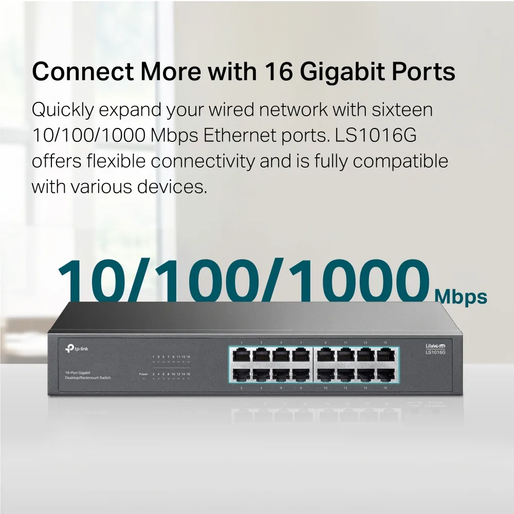 Комутатор TP-LINK LS1016G 16xGE, Некерований