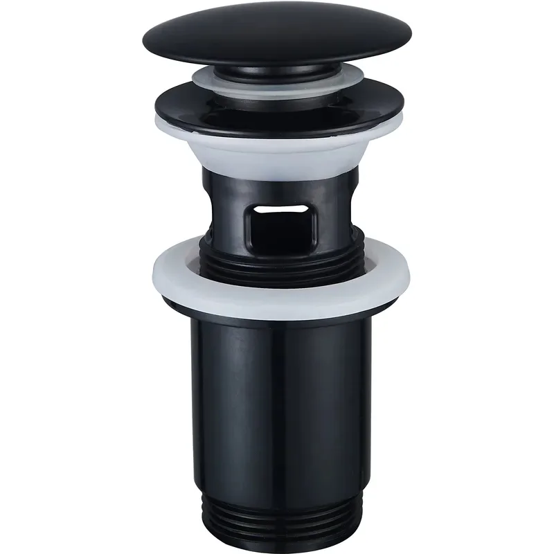 Донний клапан Zerix ABS 1 1/4'' чорний матовий з переливом автоматичний CLICK-SLACK