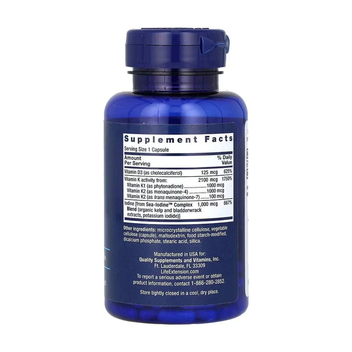 Вітаміни D і K з йодом Sea-Iodine Life Extension 60 капсул