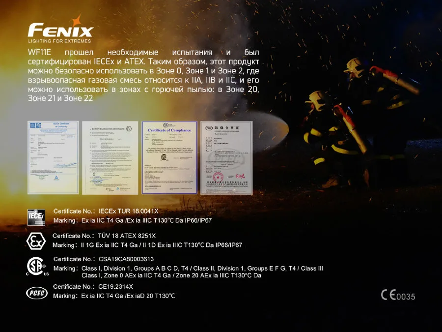 Ліхтар ручний вибухобезпечний Fenix пластиковий 167,5х49х24 мм білий