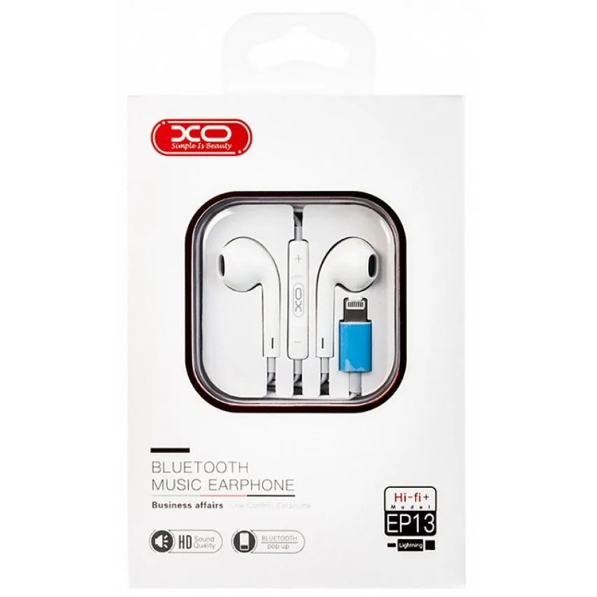 Наушники Bluetooth XO Lightning вкладыши силиконовые белые