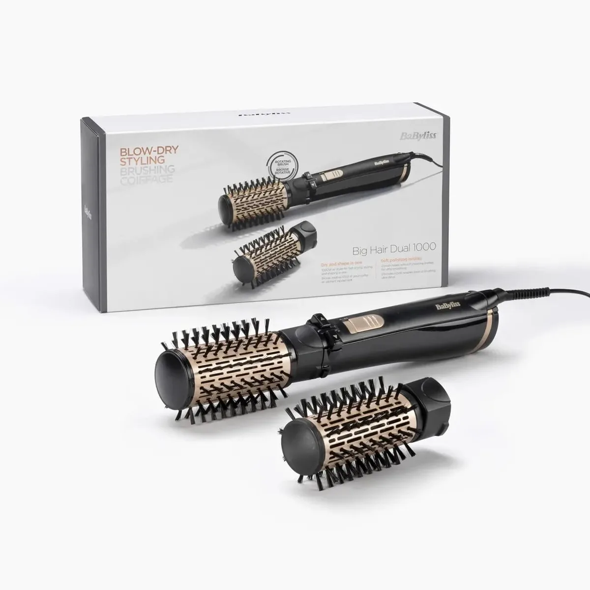 Фен-щітка Babyliss Big Hair Dual 1000 1000 Вт 2 режими 2 насадки чорна