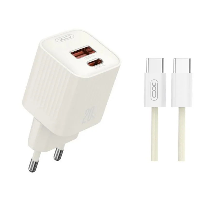 Мережевий зарядний пристрій XO 20W Type-C 1м бежевий