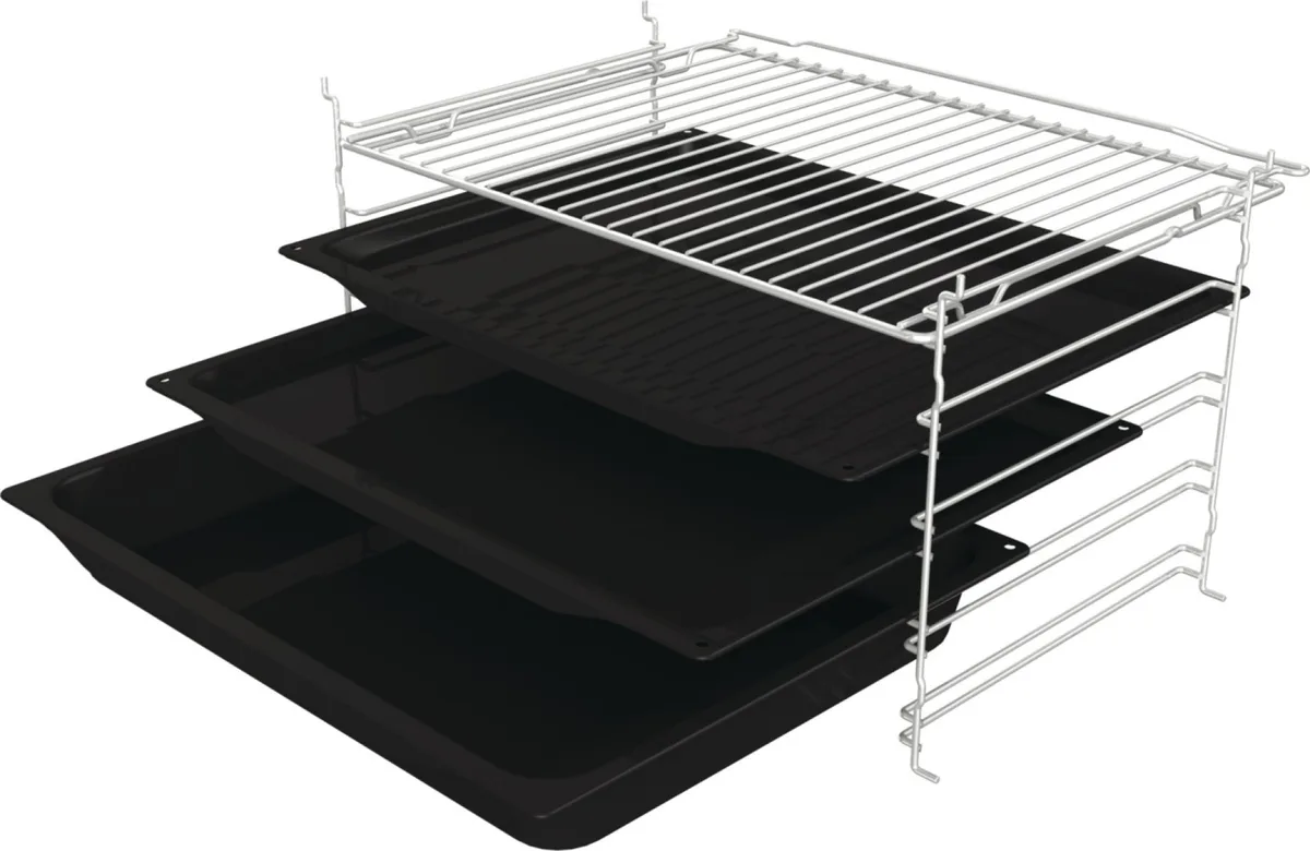 Електрична духова шафа Gorenje, 77 л, клас A+, парове приготування, сенсорний дисплей, піроліт очищення, чорний колір.