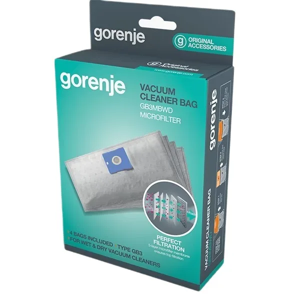 Універсальні мішки Gorenje GB3 з мікрофібри, комплект з 4 штук, артикул 730636.