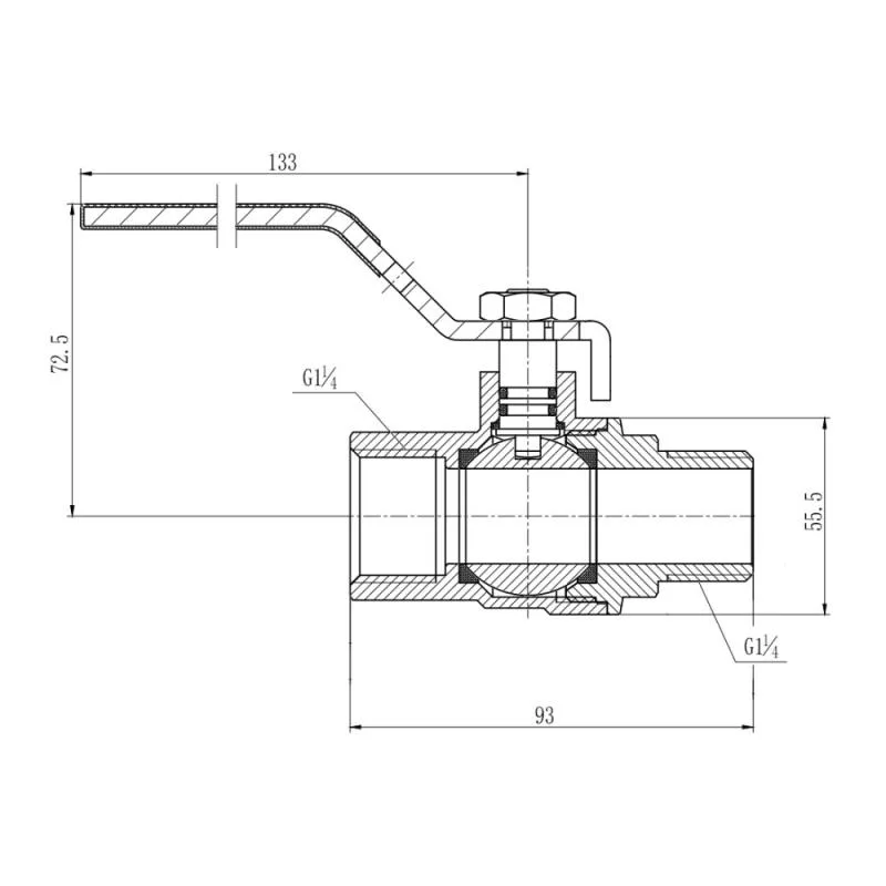 Кран шаровой 1 1/4" латунный для газа Thermo Alliance Forte