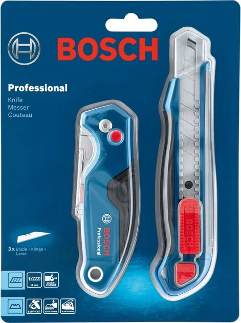 Ніж будівельний Bosch Professional пластик 2 шт трапецієподібне лезо сегментоване