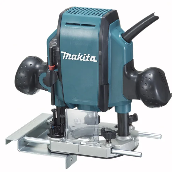 Фрезер електричний Makita RP0900, потужність 900 Вт, цанга 8 мм, оберти 27000 об/хв, вага 2.7 кг.