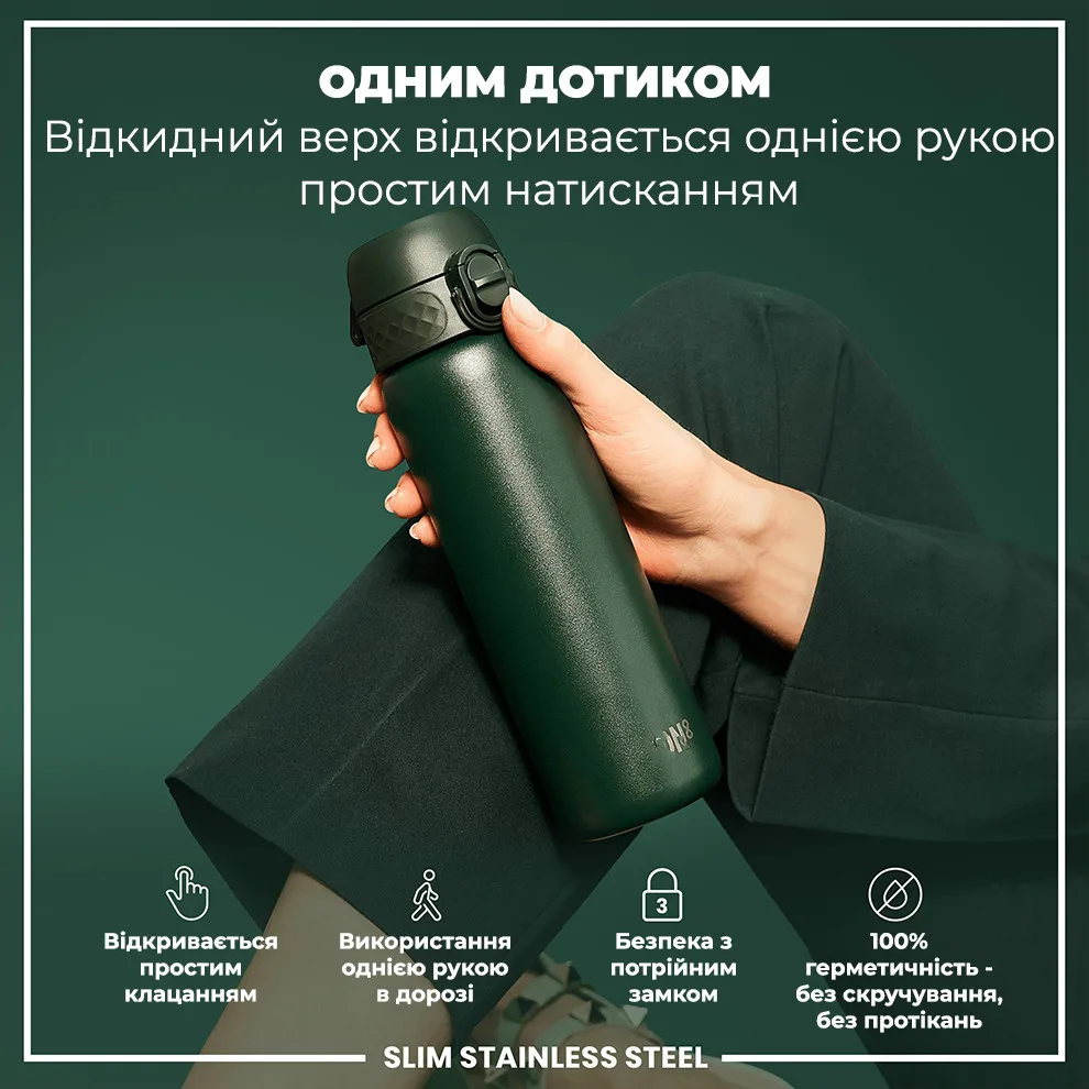 Бутылка ION8 нержавеющая сталь 600 мл зеленая