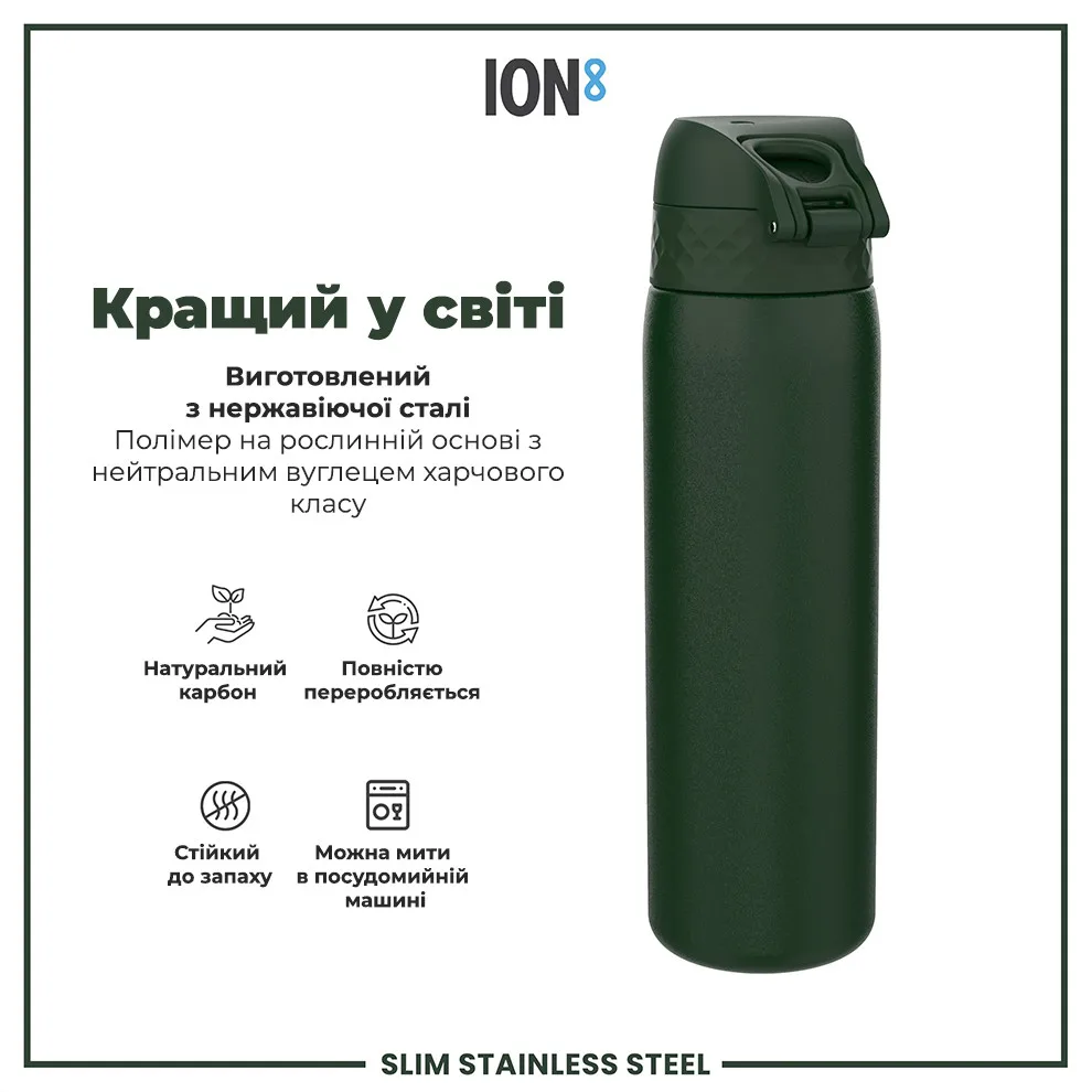 Бутылка ION8 нержавеющая сталь 600 мл зеленая