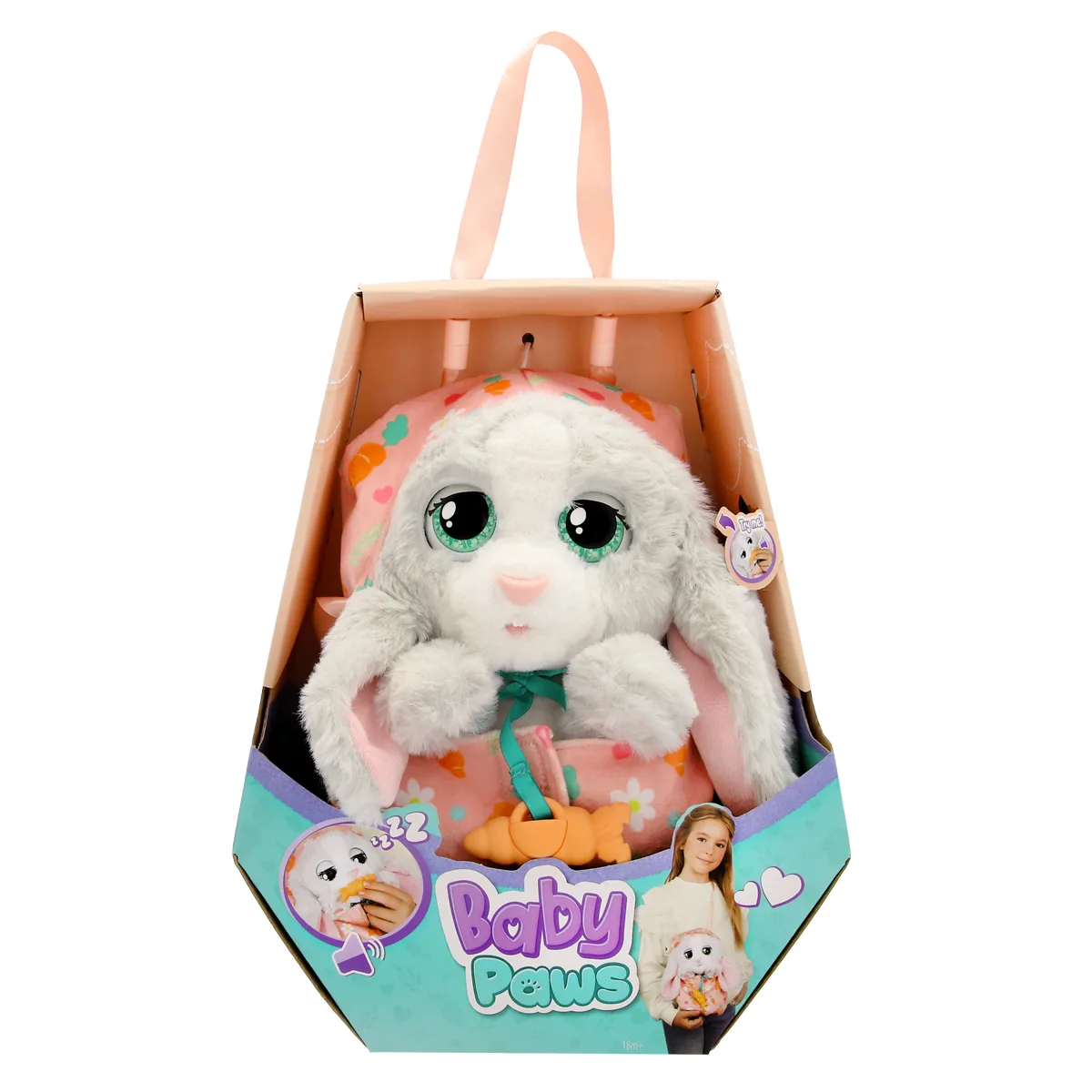 Інтерактивна іграшка Baby Paws текстильна 22х15х14,5 см Біле зайченя