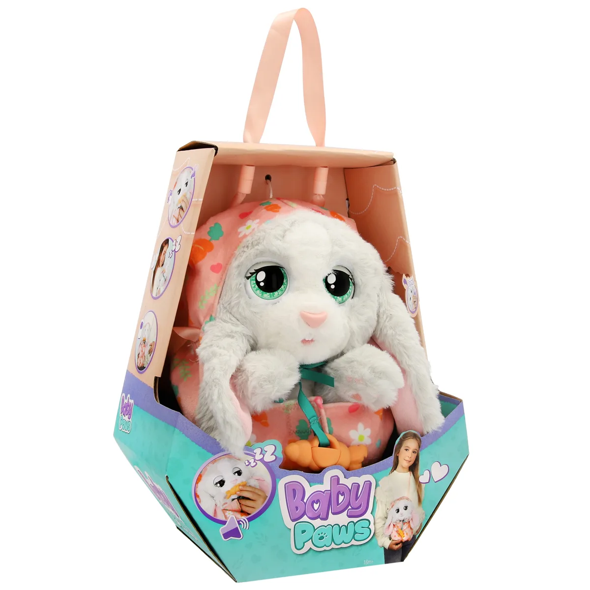 Інтерактивна іграшка Baby Paws текстильна 22х15х14,5 см Біле зайченя