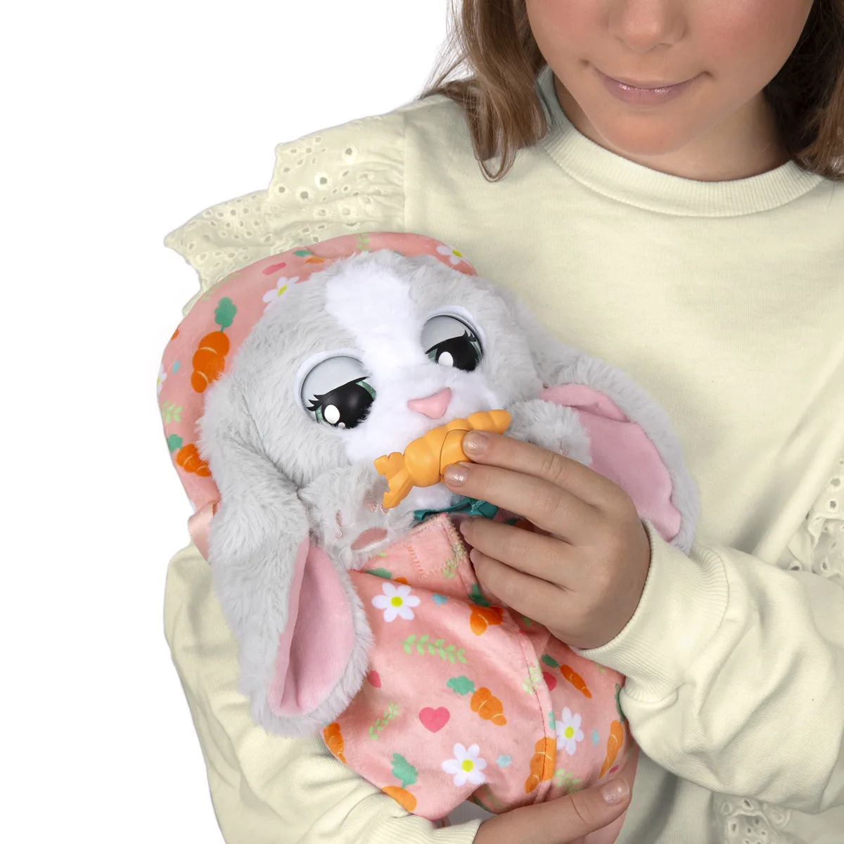 Інтерактивна іграшка Baby Paws текстильна 22х15х14,5 см Біле зайченя