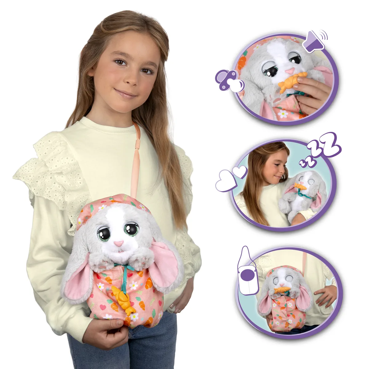 Інтерактивна іграшка Baby Paws текстильна 22х15х14,5 см Біле зайченя