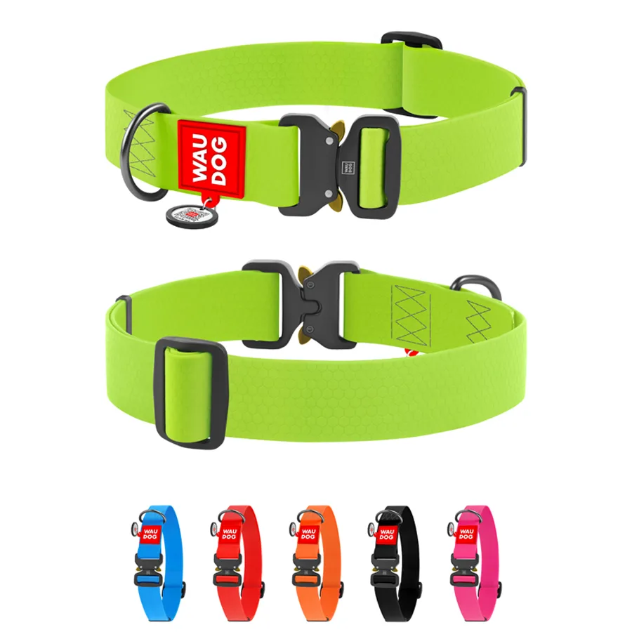 Нашийник WAUDOG Waterproof 40 мм x 46-70 см металічна пряжка салатовий