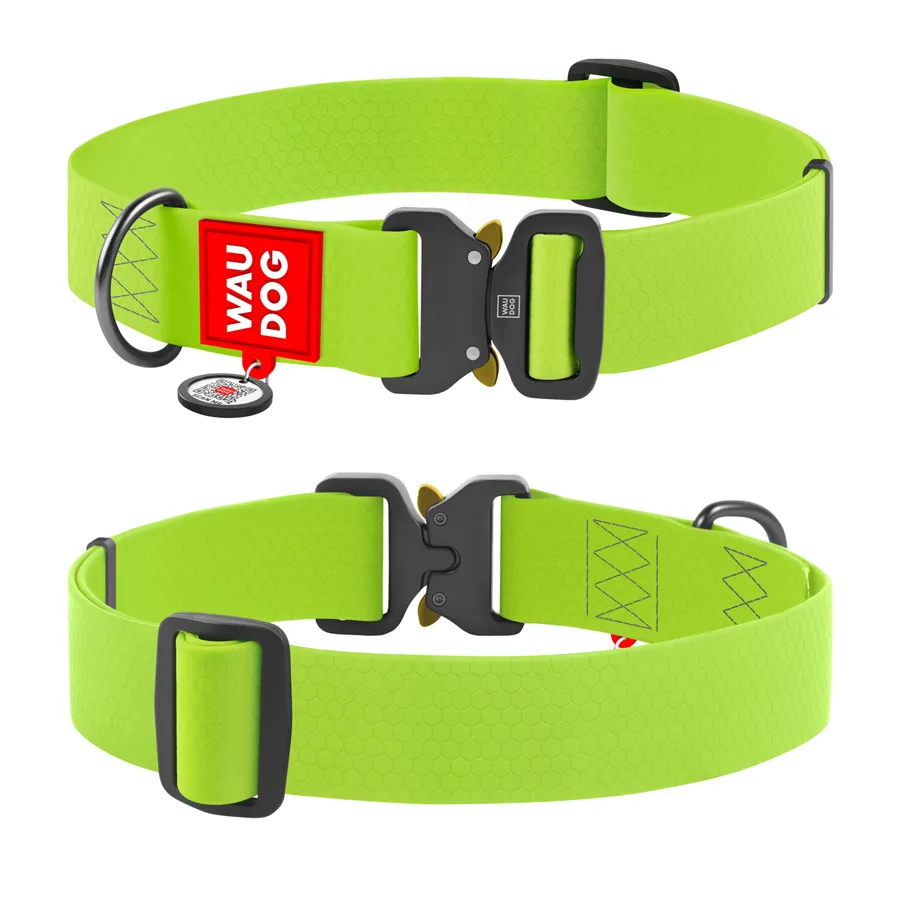Нашийник WAUDOG Waterproof 40 мм x 46-70 см металічна пряжка салатовий