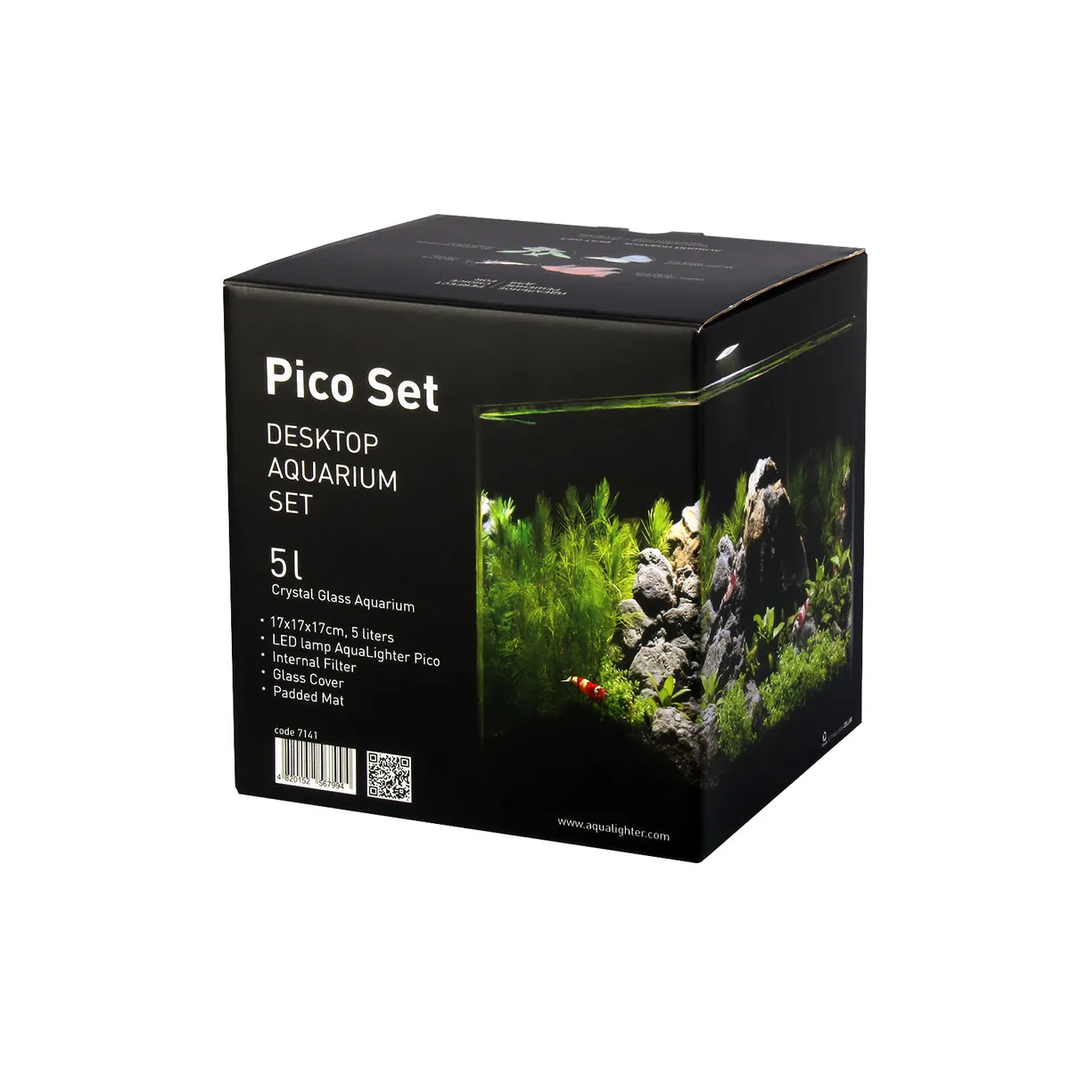 Акваріумний набір 5 л AquaLighter Pico скло 17х17 см для риб і креветок