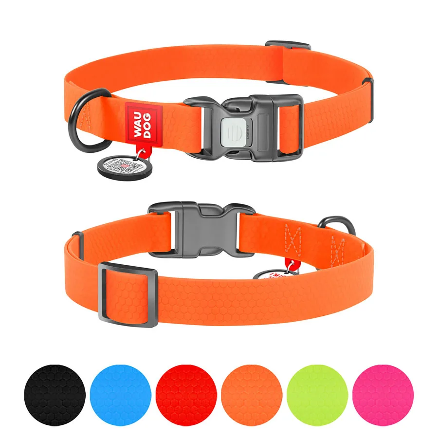 Нашийник WAUDOG Waterproof 25 мм x 38-58 см Collartex помаранчевий