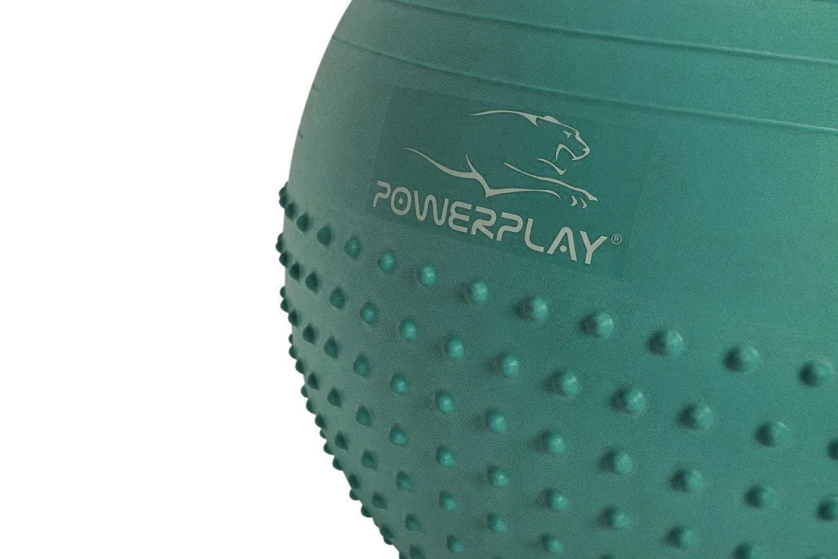 М'яч для фітнесу Active Point PVC 65 см Зелений напівмасажний з помпою