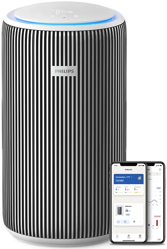 Очисник повітря Philips Series 3200, 135 м2, 520 м3/год, HEPA + активний вугільний фільтр, з Wi-Fi, 5 режимів, сріблясто-білий.