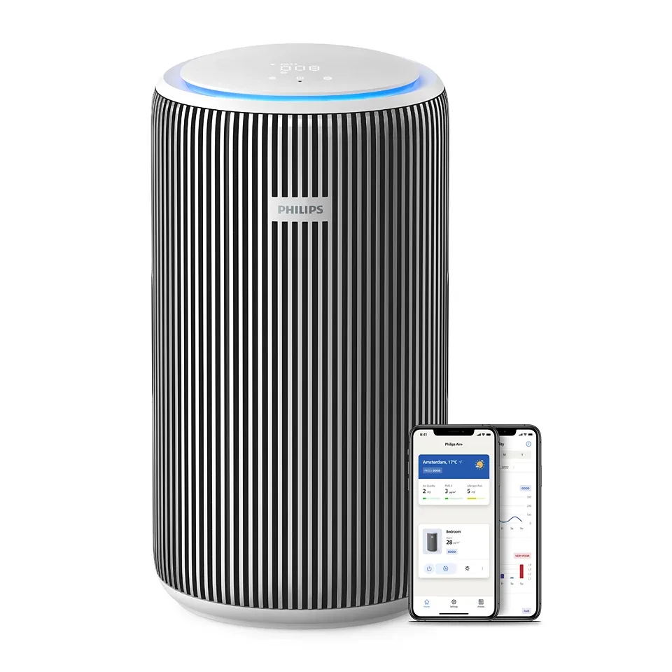 Очисник повітря Philips Series 3200, 135 м2, 520 м3/год, HEPA + активний вугільний фільтр, з Wi-Fi, 5 режимів, сріблясто-білий.