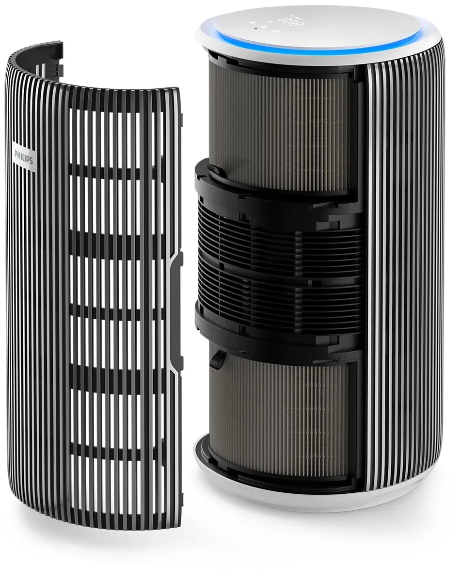Очисник повітря Philips Series 3200, 135 м2, 520 м3/год, HEPA + активний вугільний фільтр, з Wi-Fi, 5 режимів, сріблясто-білий.