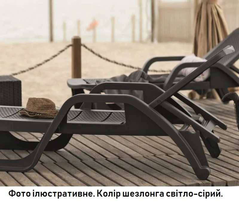 Шезлонг Bica пластиковий 5 положень світло-сірий