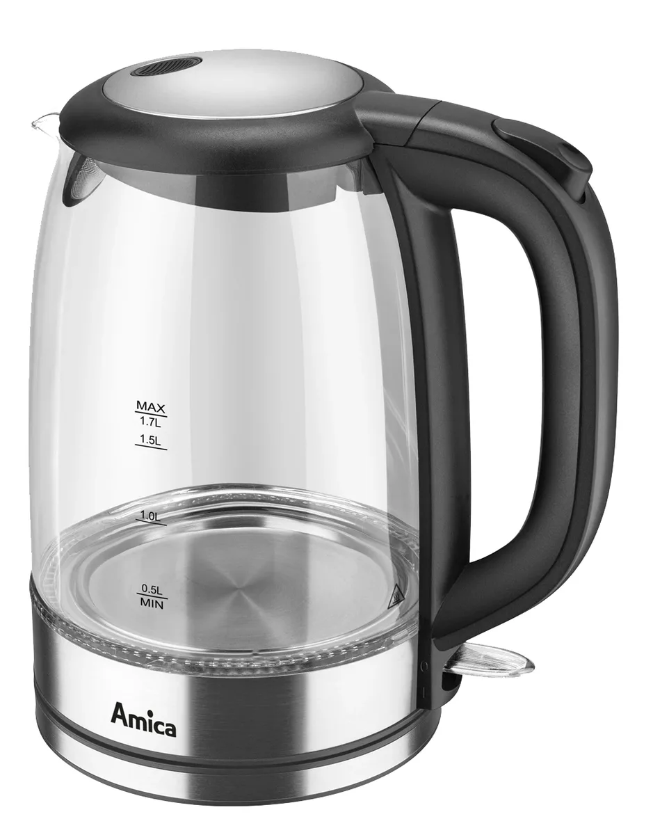 Електрочайник Amica Скло 1,7 л Нержавіюча сталь 1850-2200 Вт