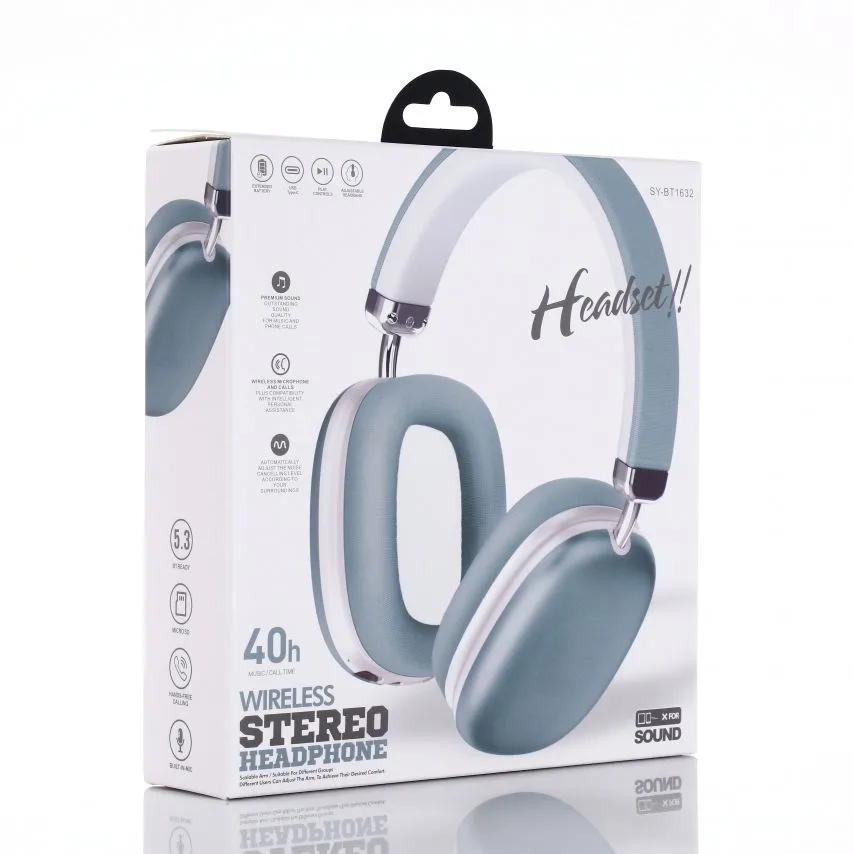 Навушники Bluetooth бездротові накладні 40 мм 400 mAh сині