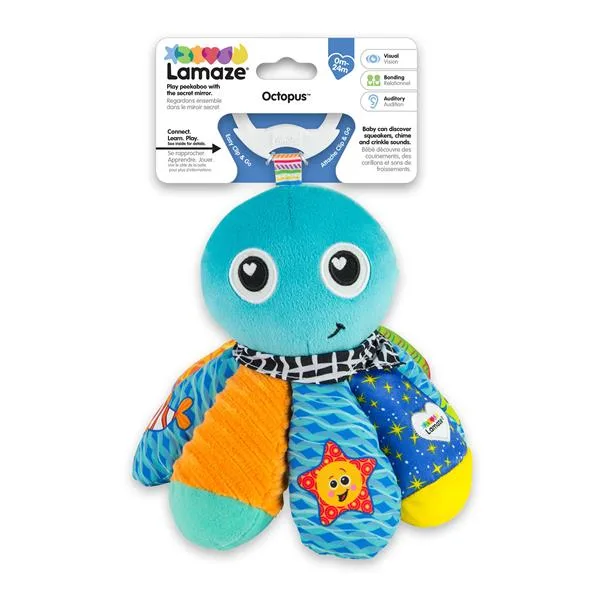 Мягкая игрушка-подвеска Lamaze 19х19 см разноцветная с пискавкой и зеркальцем