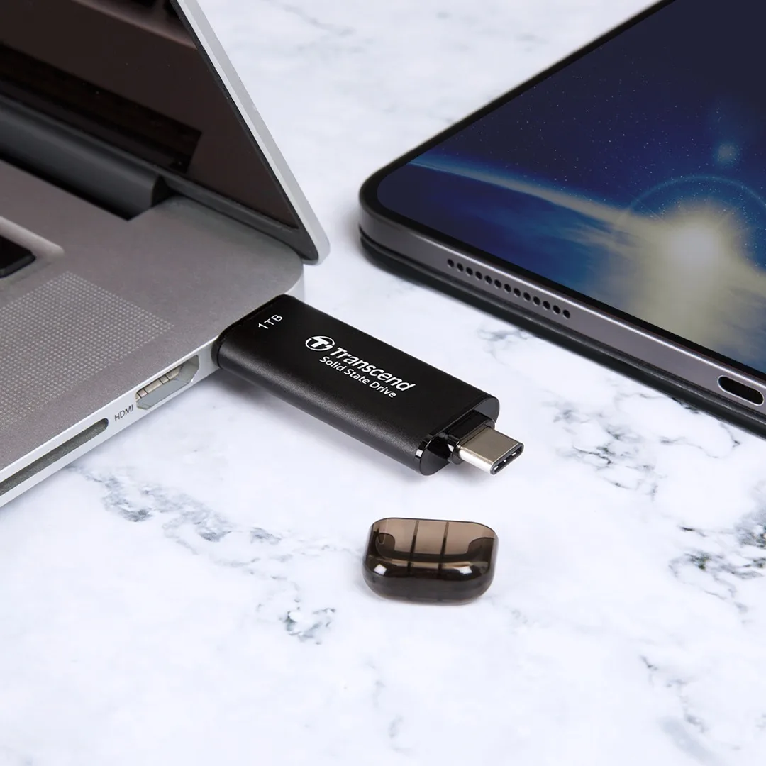 Портативний SSD Transcend 1TB USB 3.2 Type-A Type-C Чорний