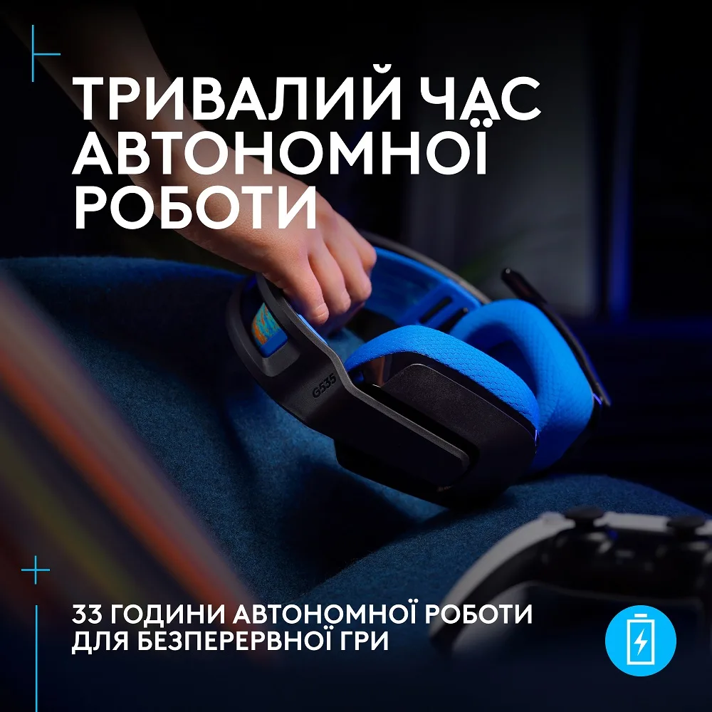Гарнітура Logitech пластикова повнорозмірна бездротова чорна