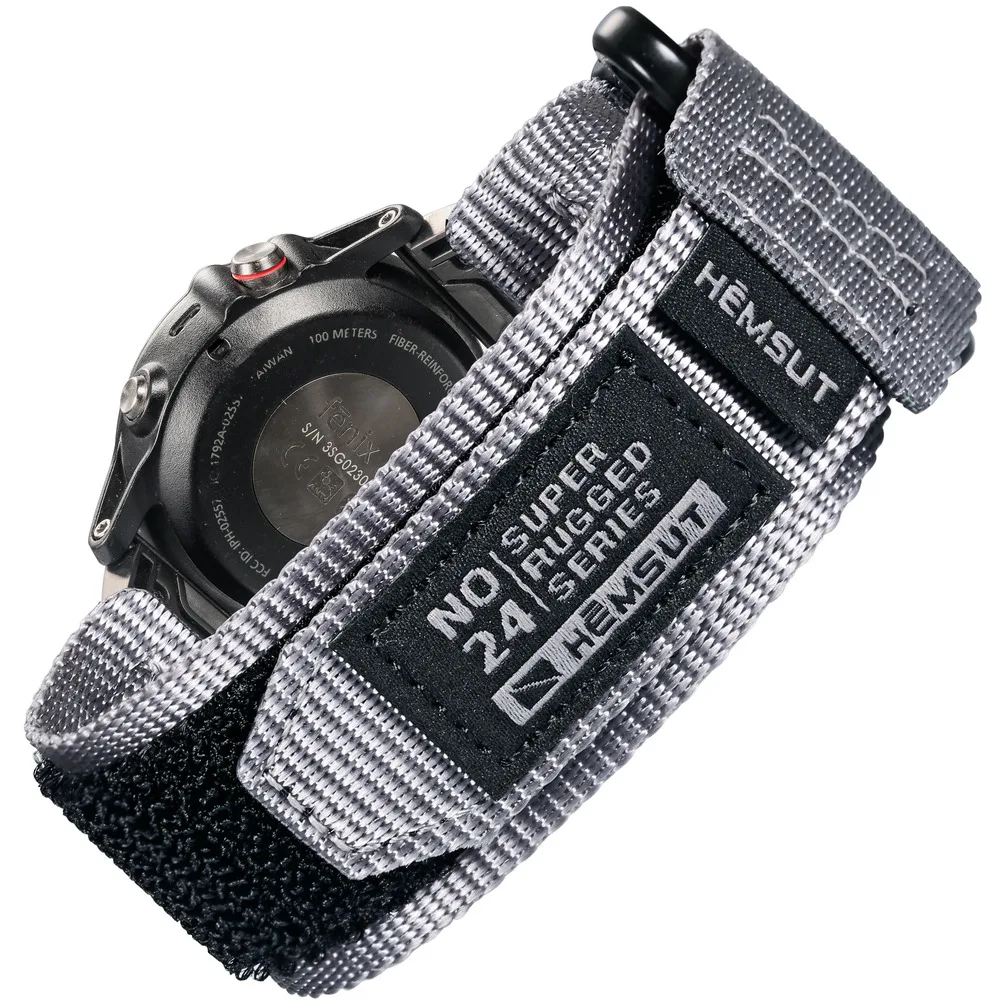Ремінець Hemsut нейлоновий 22 мм сірий для Garmin Fenix Forerunner