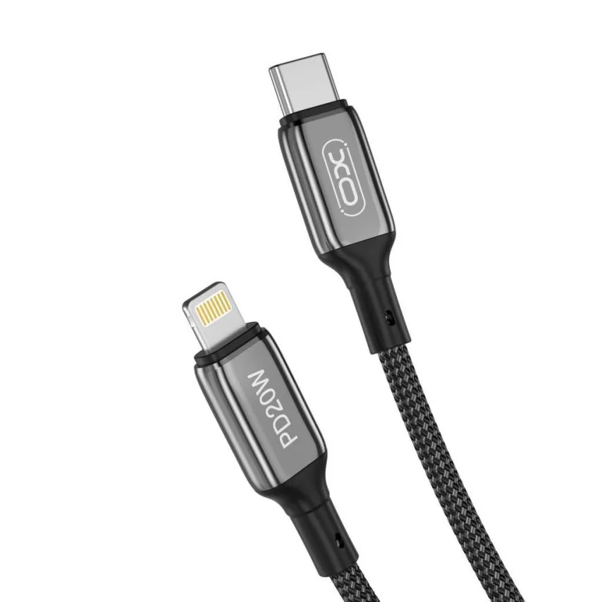 Кабель USB XO тканинний Type-C to Lightning 1м чорний 20W 2.22A