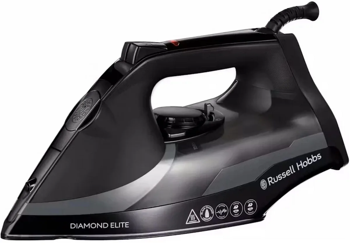 Праска Russell Hobbs Diamond Elite, 3100Вт, 350мл, паровий удар 220г, самоочищення, керамічна підошва, чорного кольору.