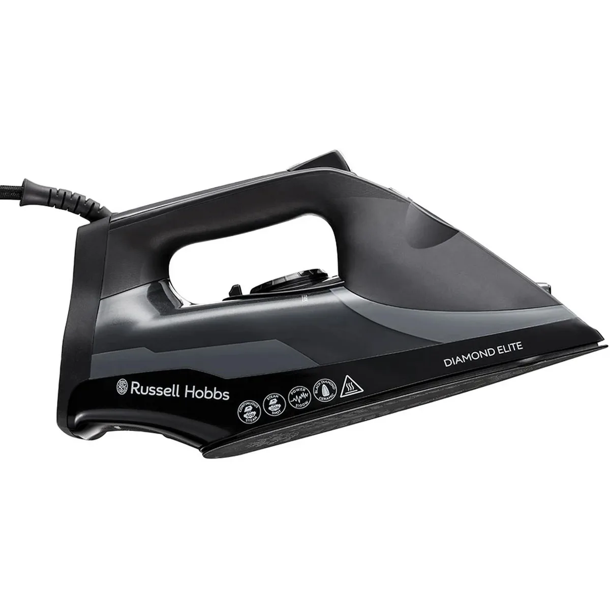 Праска Russell Hobbs Diamond Elite, 3100Вт, 350мл, паровий удар 220г, самоочищення, керамічна підошва, чорного кольору.