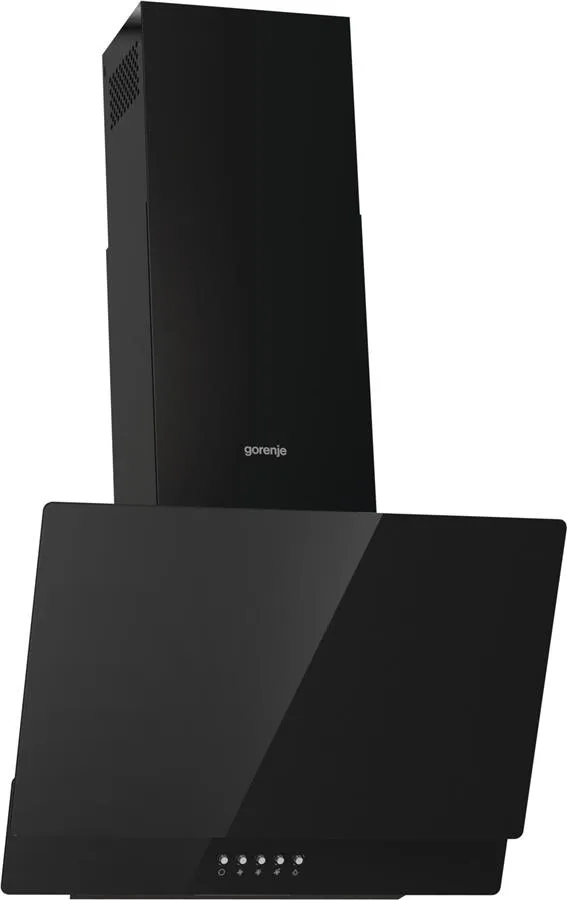 Похила витяжка Gorenje, 60 см, продуктивність 429 м3/год, чорний колір.