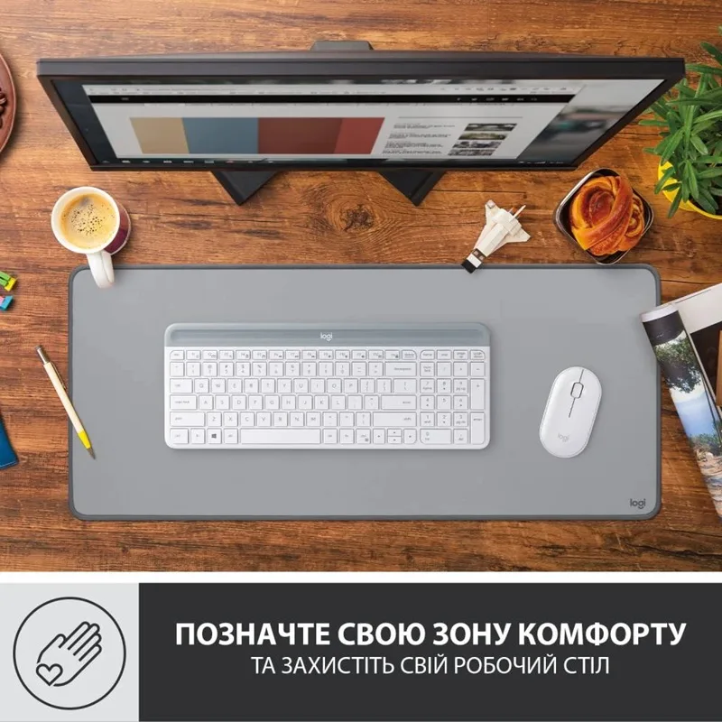 Килимок для миші Logitech Тканина Гума 700х300х2 мм Сірий