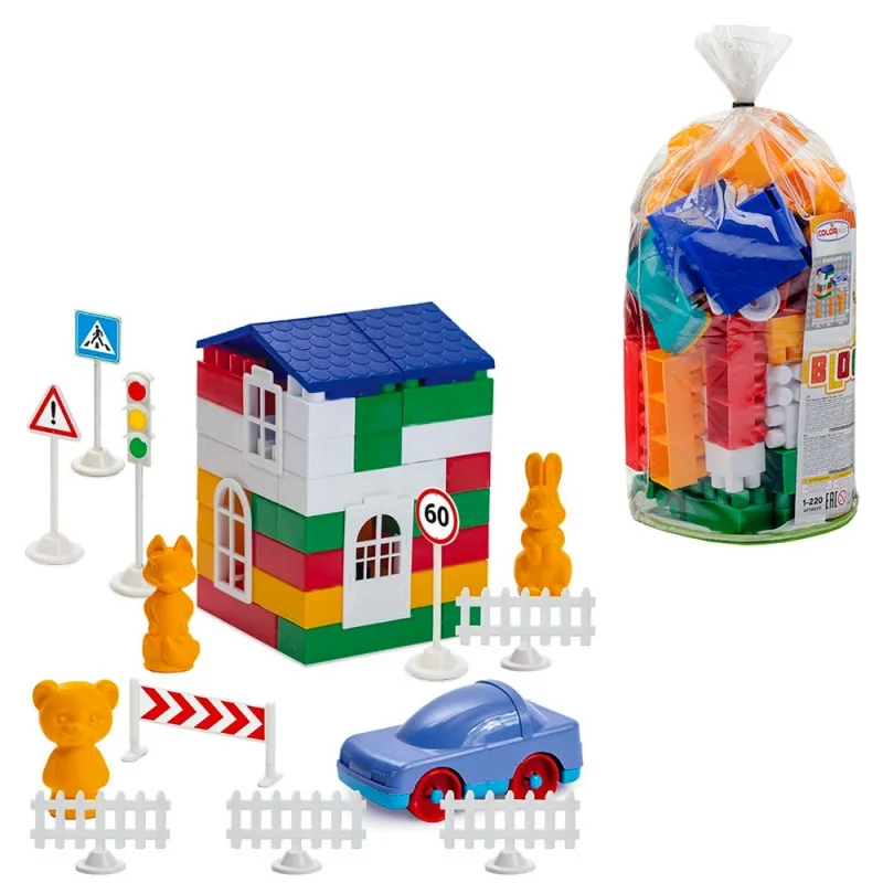 Дитячий конструктор Colorplast пластиковий 80 деталей різнокольоровий