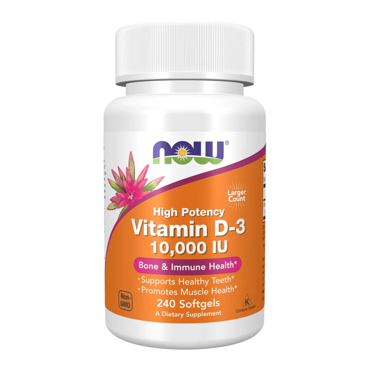 Вітамін D3 NOW Foods 10000 IU 240 капсул Жидка форма