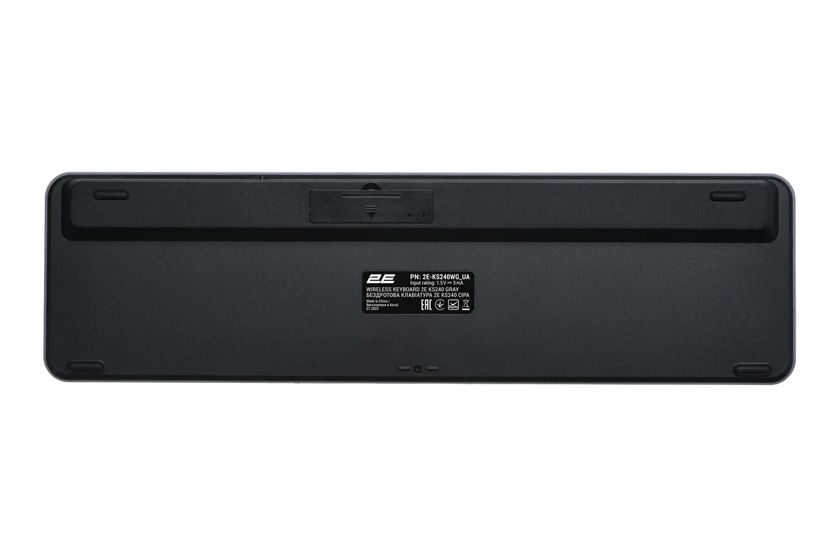 Клавиатура мембранная 2E KS240 110key, WL/BT, EN/UK, серо-черная