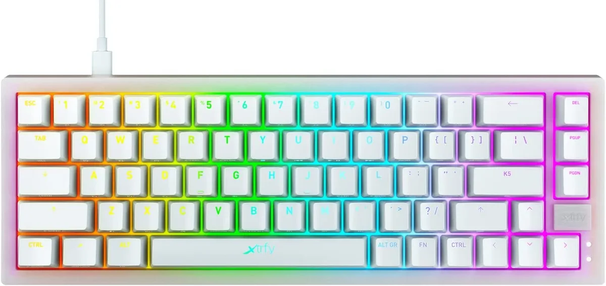 Клавіатура механічна Xtrfy K5 68Key, Kailh Red, USB-A, EN/UA, Hot-swap, RGB, біла