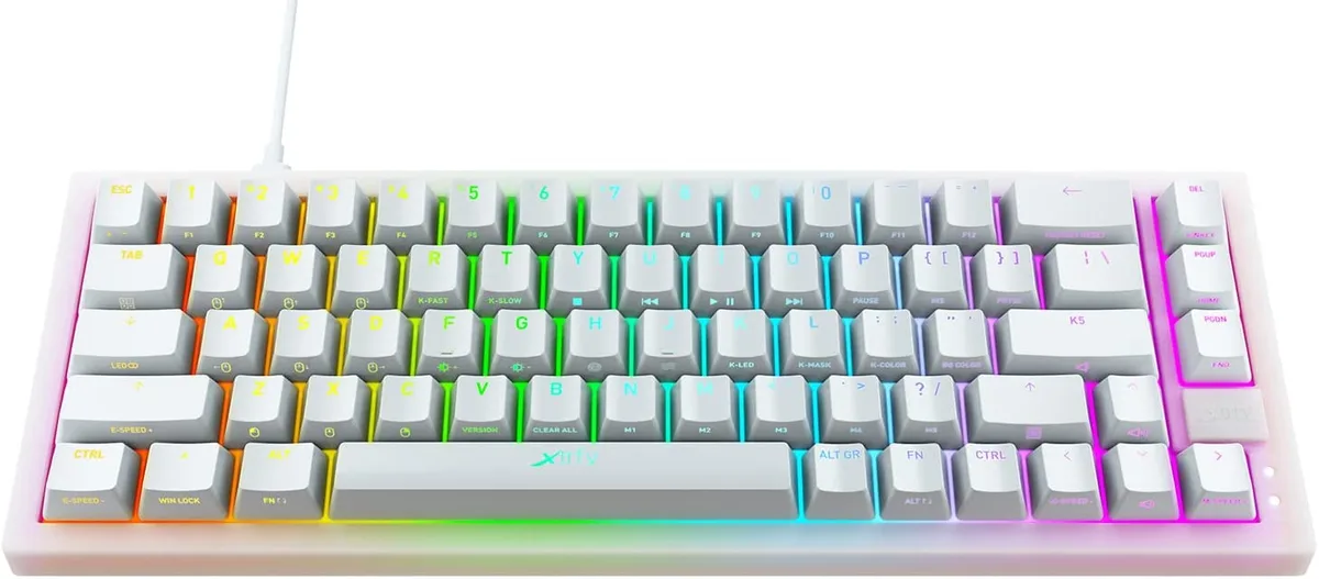 Клавіатура механічна Xtrfy K5 68Key, Kailh Red, USB-A, EN/UA, Hot-swap, RGB, біла