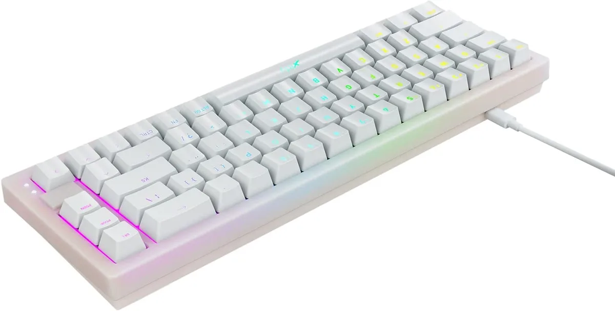 Клавіатура механічна Xtrfy K5 68Key, Kailh Red, USB-A, EN/UA, Hot-swap, RGB, біла